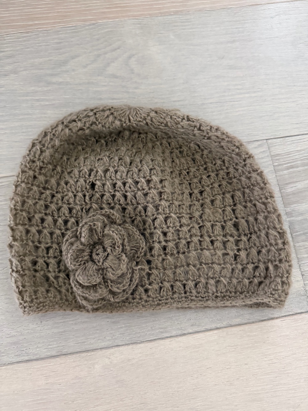 Source Unknown Crochet Flower Beanie - Brown